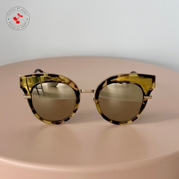 Bottega Veneta Cat Eye Sunglasses in Havana and Gold BV0094S